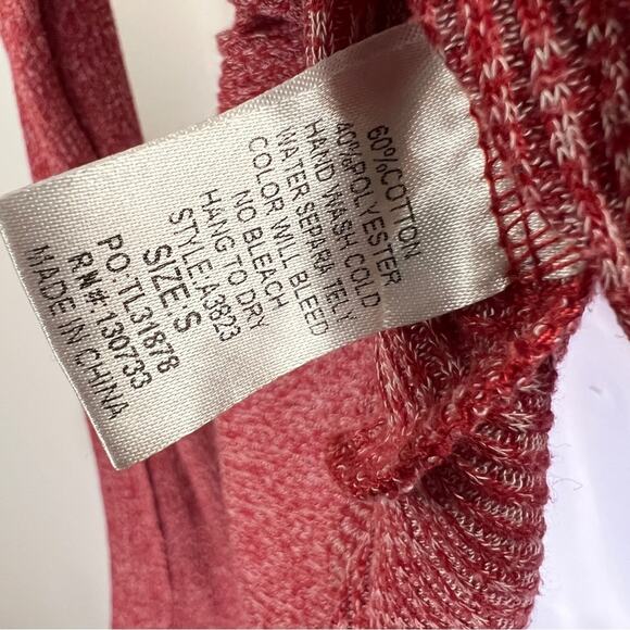 UMGEE Women's Red Turtleneck Top Size S‎ Marled Oversized Dolman Sleeve Raw Edge - Picture 11 of 11